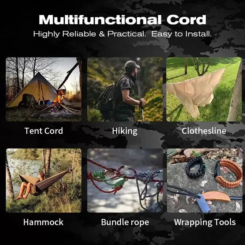 Military 550 Paracord Rope 100M 50M 31M 7 Strand 4mm Parachute Cord Outdoor Camping Survival Gear DIY Bracelet Tent Line - תמונה 5