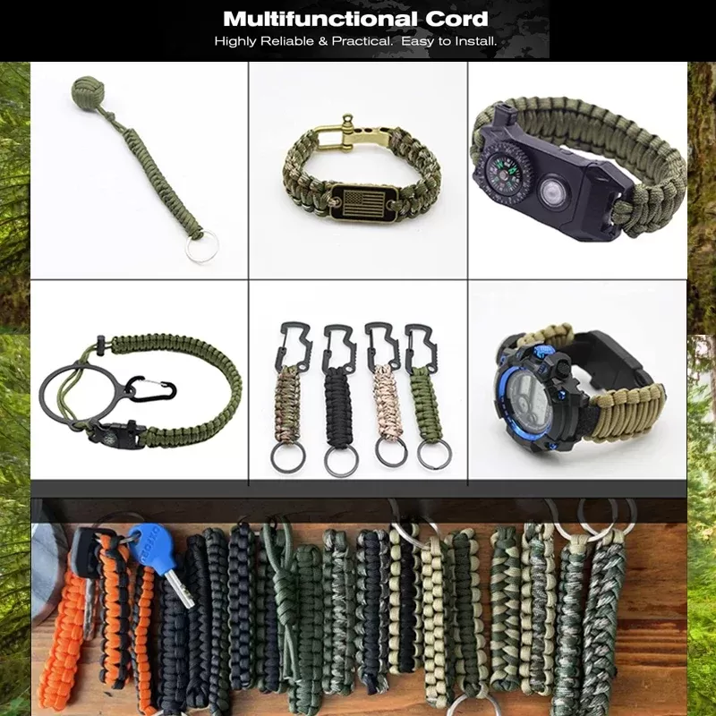 Military 550 Paracord Rope 100M 50M 31M 7 Strand 4mm Parachute Cord Outdoor Camping Survival Gear DIY Bracelet Tent Line - תמונה 6
