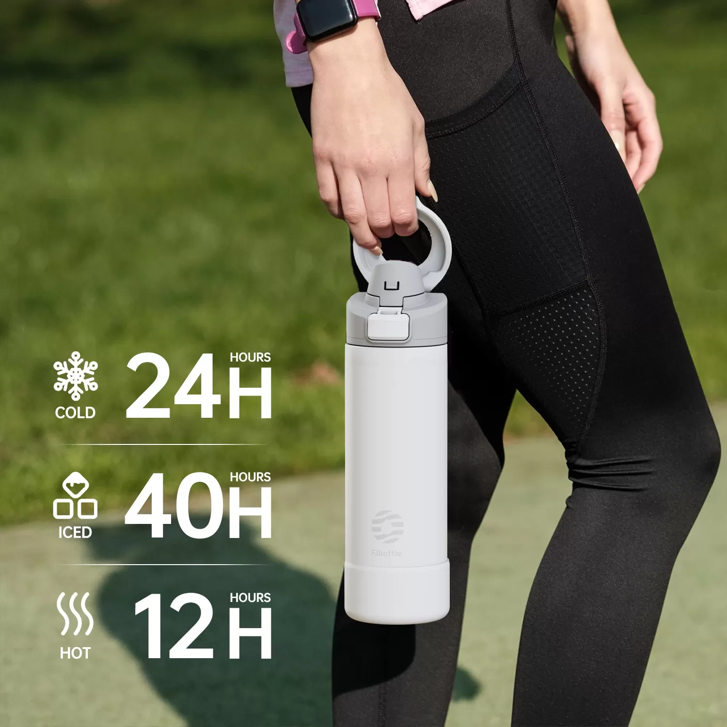 Fjbottle 710/950ml Magnetic Lid Insulated Water Bottle with Phone Mount,  thermal water bottle for Outdoor - תמונה 5
