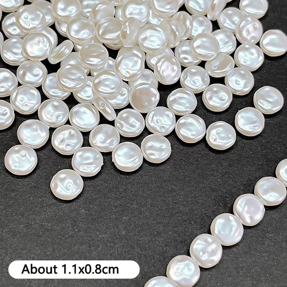 8 10 12MM 100Pcs 70Pcs ABS Shell Flat Pearl Sheet Shape Loose Spacer Faux Beaded for Jewelry Making DIY Beadwork Accessories - תמונה 2