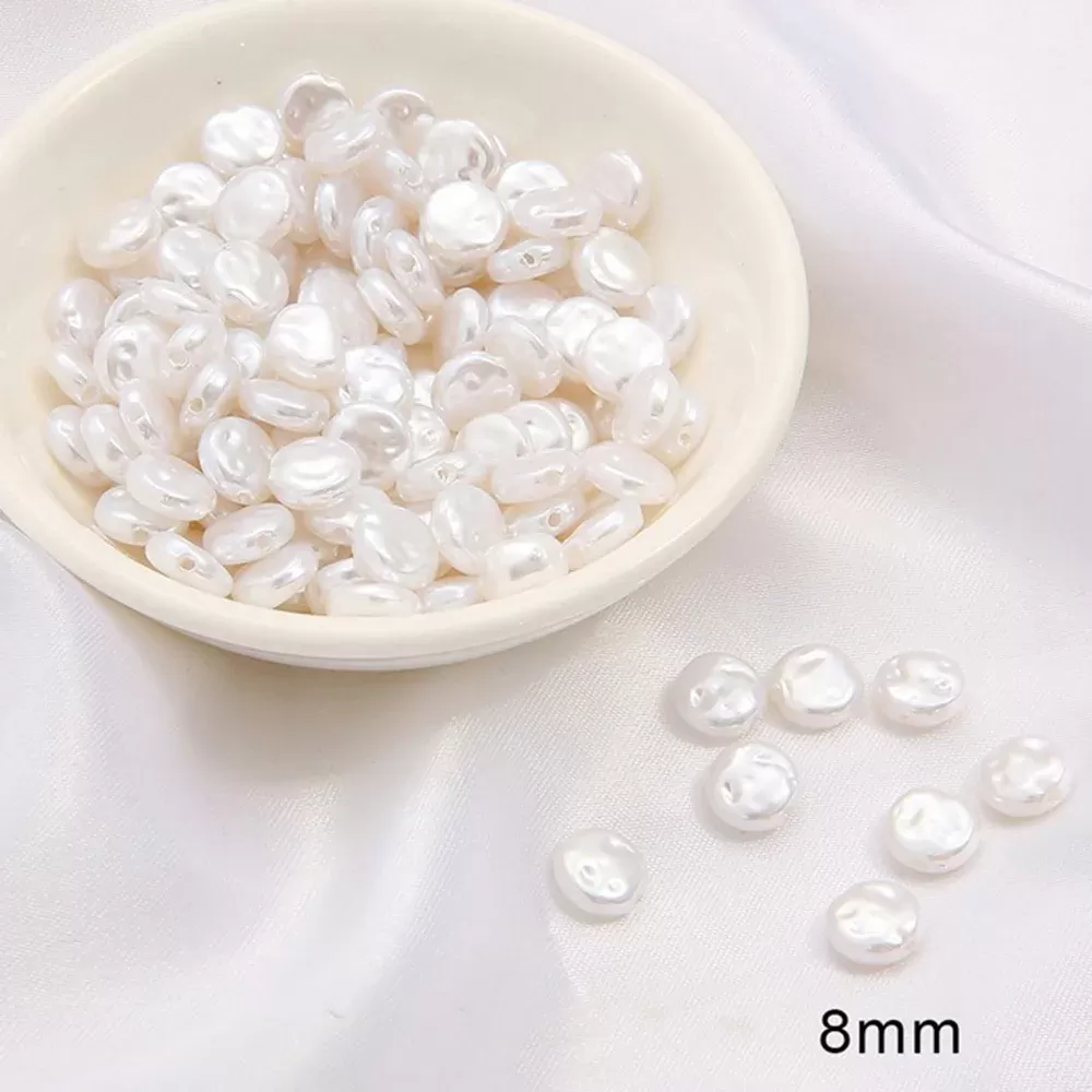 8 10 12MM 100Pcs 70Pcs ABS Shell Flat Pearl Sheet Shape Loose Spacer Faux Beaded for Jewelry Making DIY Beadwork Accessories - תמונה 3