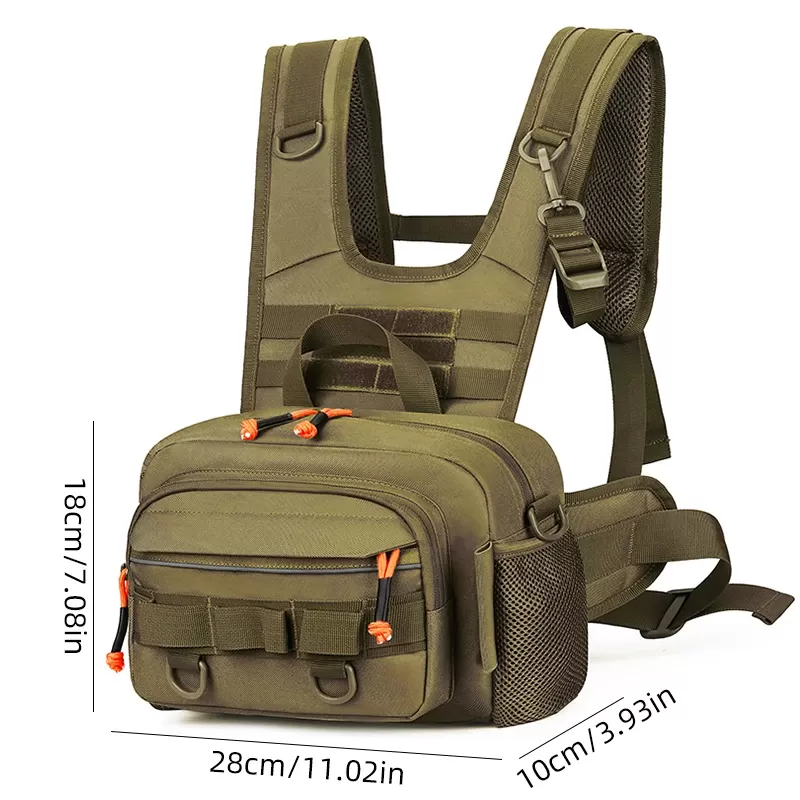 Men Chest Bag Tactical Fishing Backpack with Rod Holders Lure LUYA Vest Gear Storage Pack Molle Outdoor Hiking Funny Pouch - תמונה 3