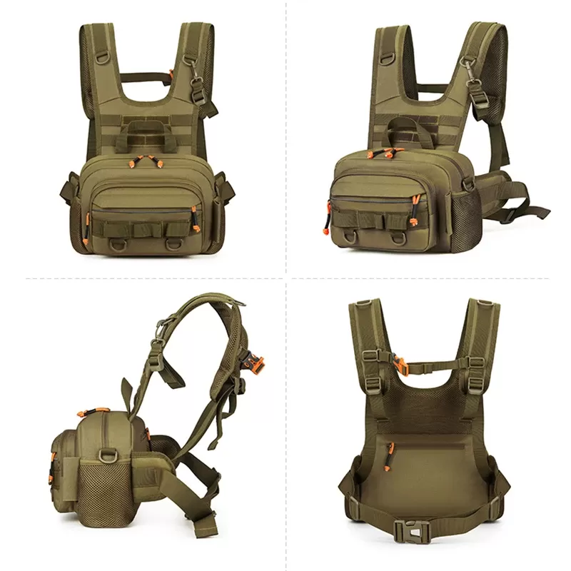 Men Chest Bag Tactical Fishing Backpack with Rod Holders Lure LUYA Vest Gear Storage Pack Molle Outdoor Hiking Funny Pouch - תמונה 6