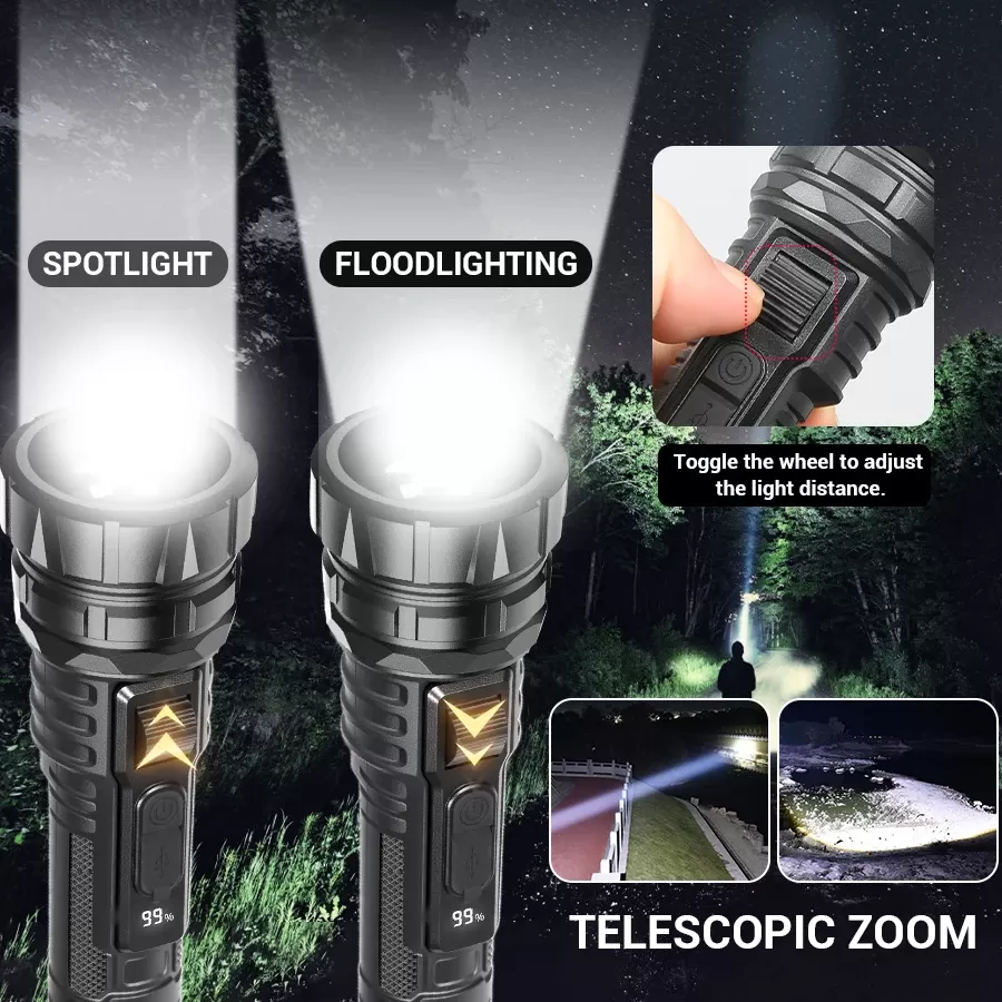 פנס LED נייד עם טעינה USB - מושלם לקמפינג - תמונה 2