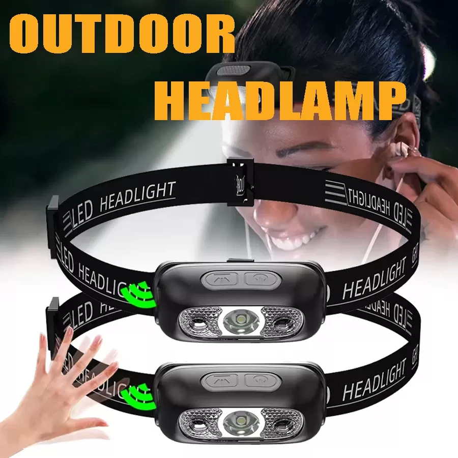 פנס ראש חזק עם חיישן LED נטען USB