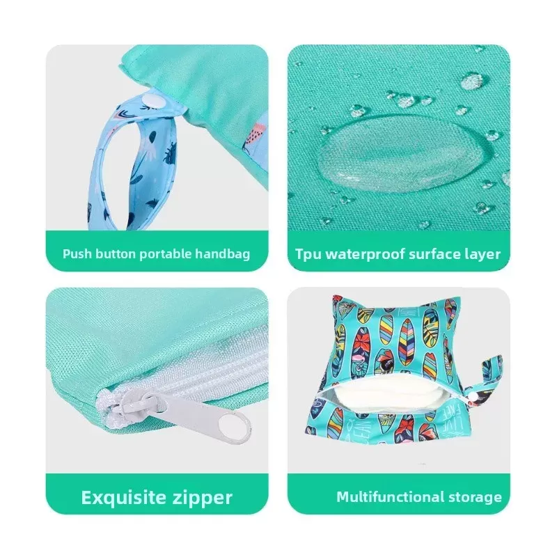 20x25cm Baby Diapers Bag Waterproof PUL Wet Dry Nappy Bag Travel Outdoor Diaper Carry Pack with Zipper Stroller Mini Handbag - תמונה 2