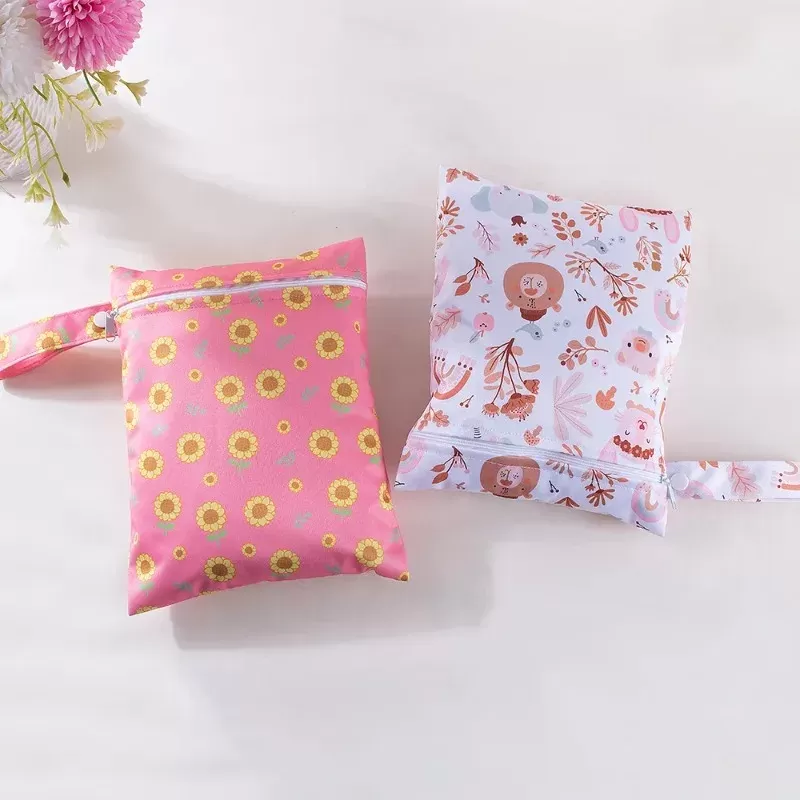 20x25cm Baby Diapers Bag Waterproof PUL Wet Dry Nappy Bag Travel Outdoor Diaper Carry Pack with Zipper Stroller Mini Handbag - תמונה 4