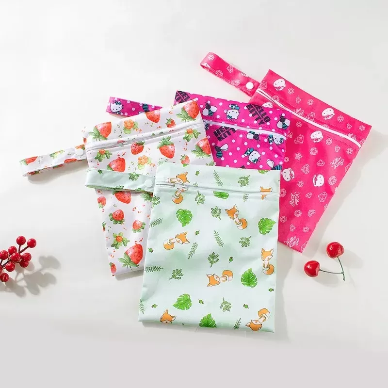 20x25cm Baby Diapers Bag Waterproof PUL Wet Dry Nappy Bag Travel Outdoor Diaper Carry Pack with Zipper Stroller Mini Handbag - תמונה 6