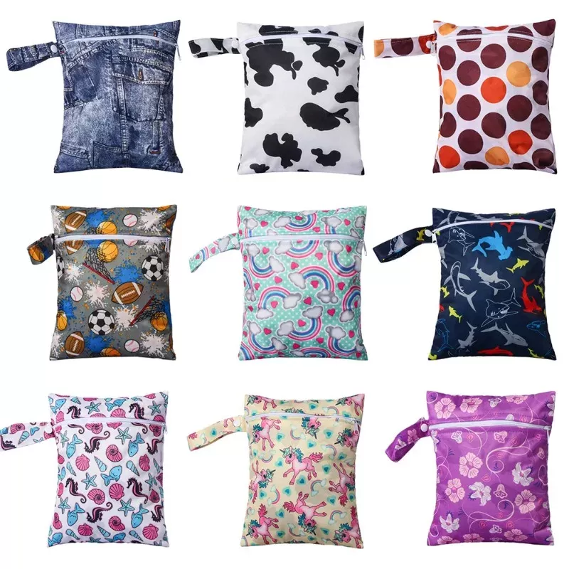 20x25cm Baby Diapers Bag Waterproof PUL Wet Dry Nappy Bag Travel Outdoor Diaper Carry Pack with Zipper Stroller Mini Handbag
