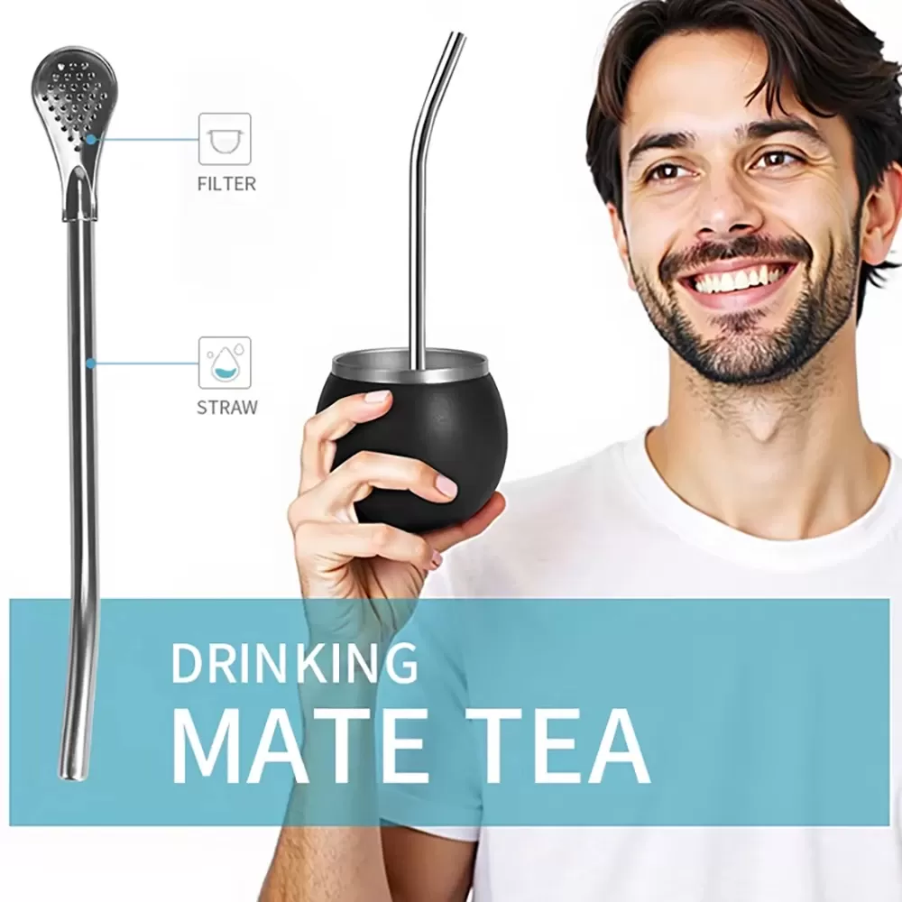 1300ml Insulated Bottle for Yerba Mate, Double-Walled Yerba Mate Thermos w/ Detachable Cup & bombilla Straw Combo Set - Portable - תמונה 4