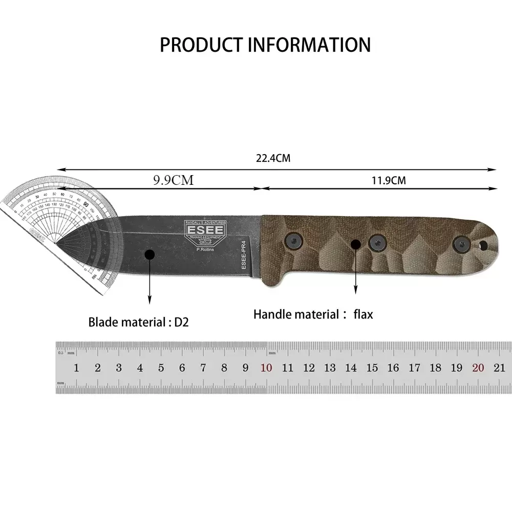 ESEE PR4 Durable Fixed Blade Survival Knife with Sheath Perfect for Bushcraft Outdoor and EDC Activities - תמונה 6