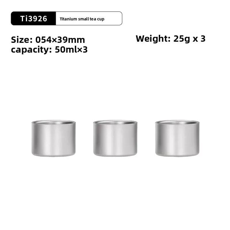 keith 3Pcs Titanium Tea Cup Set  50ml Double Wall Insulated Camping Cup Ultralight & Anti-scalding for Outdoor Travel Hiking - תמונה 6