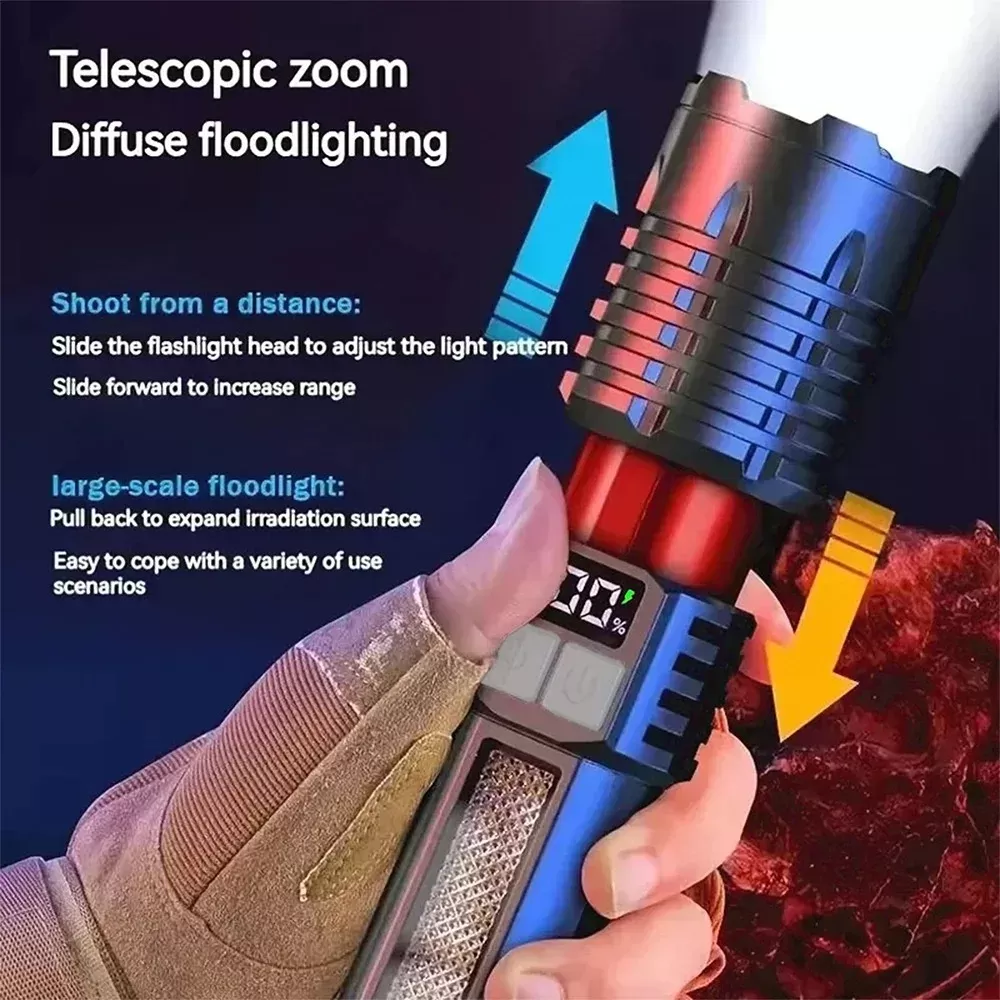 פנס טקטי LED עוצמתי עם טעינה USB - תמונה 2