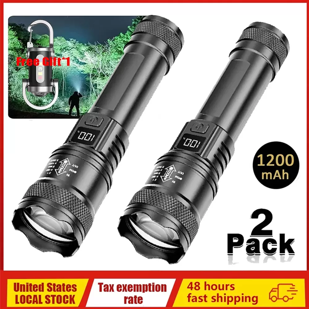 פנס טקטי נטען LED 100000LM עמיד במים