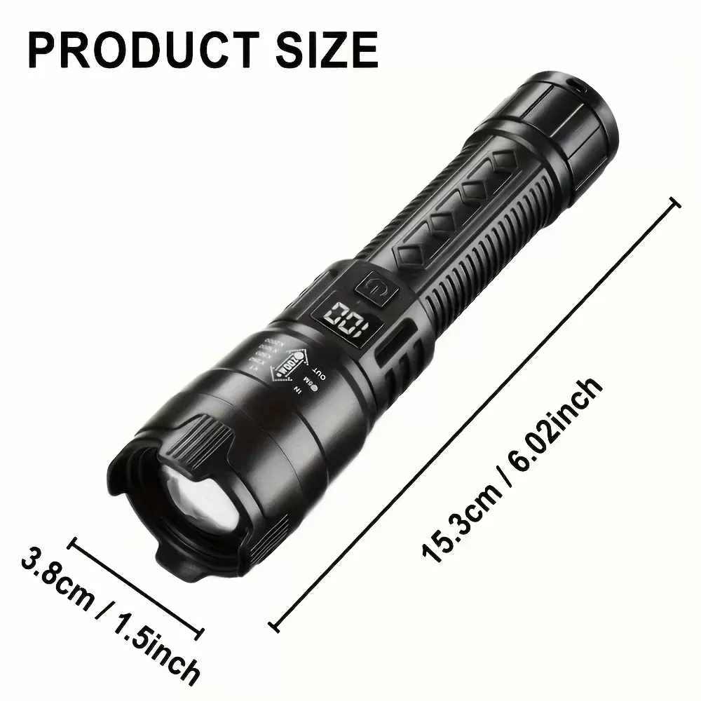 פנס LED נטען 1000LM עם זום טקטי - תמונה 6