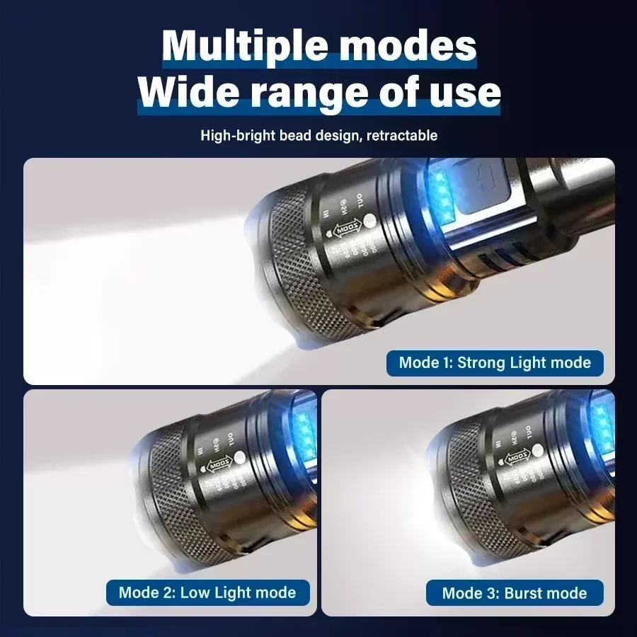 פנס LED נטען - עמיד במים וזום - תמונה 4
