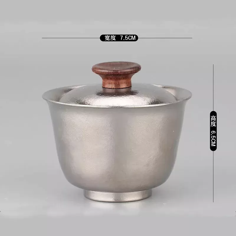 120ml Pure Titanium Gaiwan/Tea Bowl Set, Antibacterial,Preserving Freshness,Lightweight,Business gift,Outdoor Camping Tea Set - תמונה 6