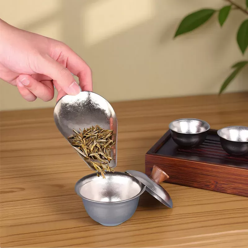 100ml Pure Titanium Gaiwan/Teacups Tea Set For Home use,Travel, Camping,Business Gifts,Lightweight,Small Capacity Tea Bowl Set - תמונה 6