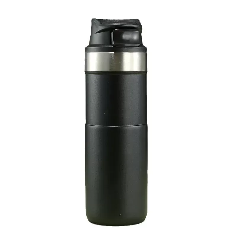 500ml Simple 304 Stainless Steel Insulated bottle Double-layer Vacuum Straight Cup Outdoor Portable Straight Drinking Bamboo Cup - תמונה 5