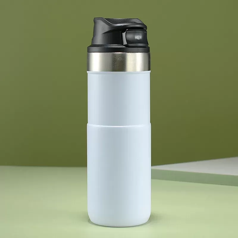 500ml Simple 304 Stainless Steel Insulated bottle Double-layer Vacuum Straight Cup Outdoor Portable Straight Drinking Bamboo Cup - תמונה 6