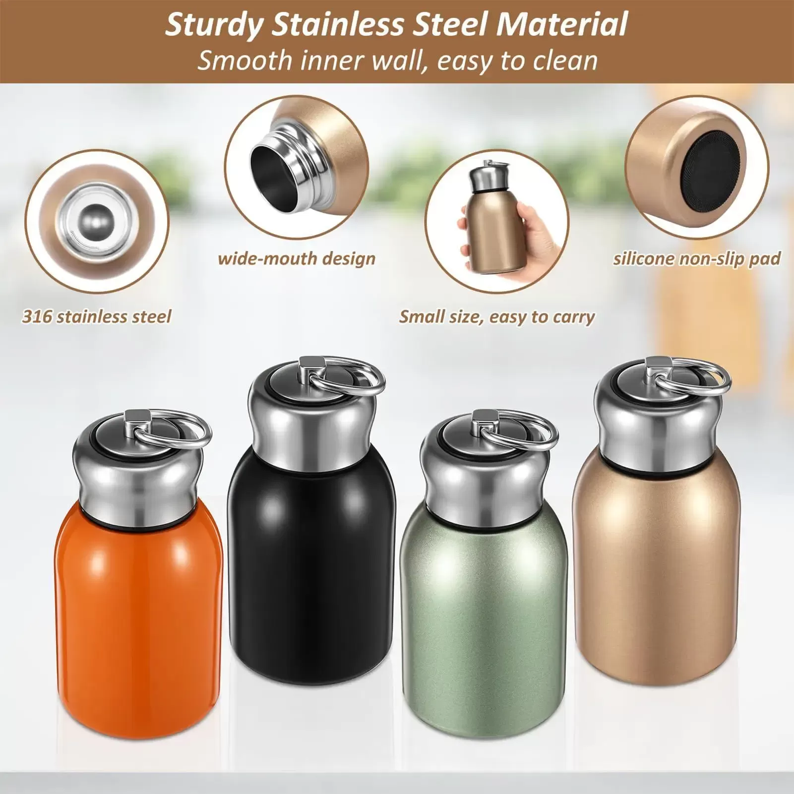 Mini Belly Cup Stainless Steel Thermos Cup Portable Carrying 300ml Vacuum Flask Insulated Hot Water Bottle for Travel Outdoor - תמונה 6