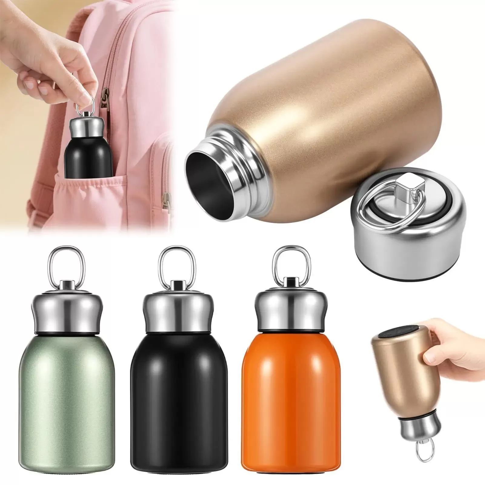 Mini Belly Cup Stainless Steel Thermos Cup Portable Carrying 300ml Vacuum Flask Insulated Hot Water Bottle for Travel Outdoor