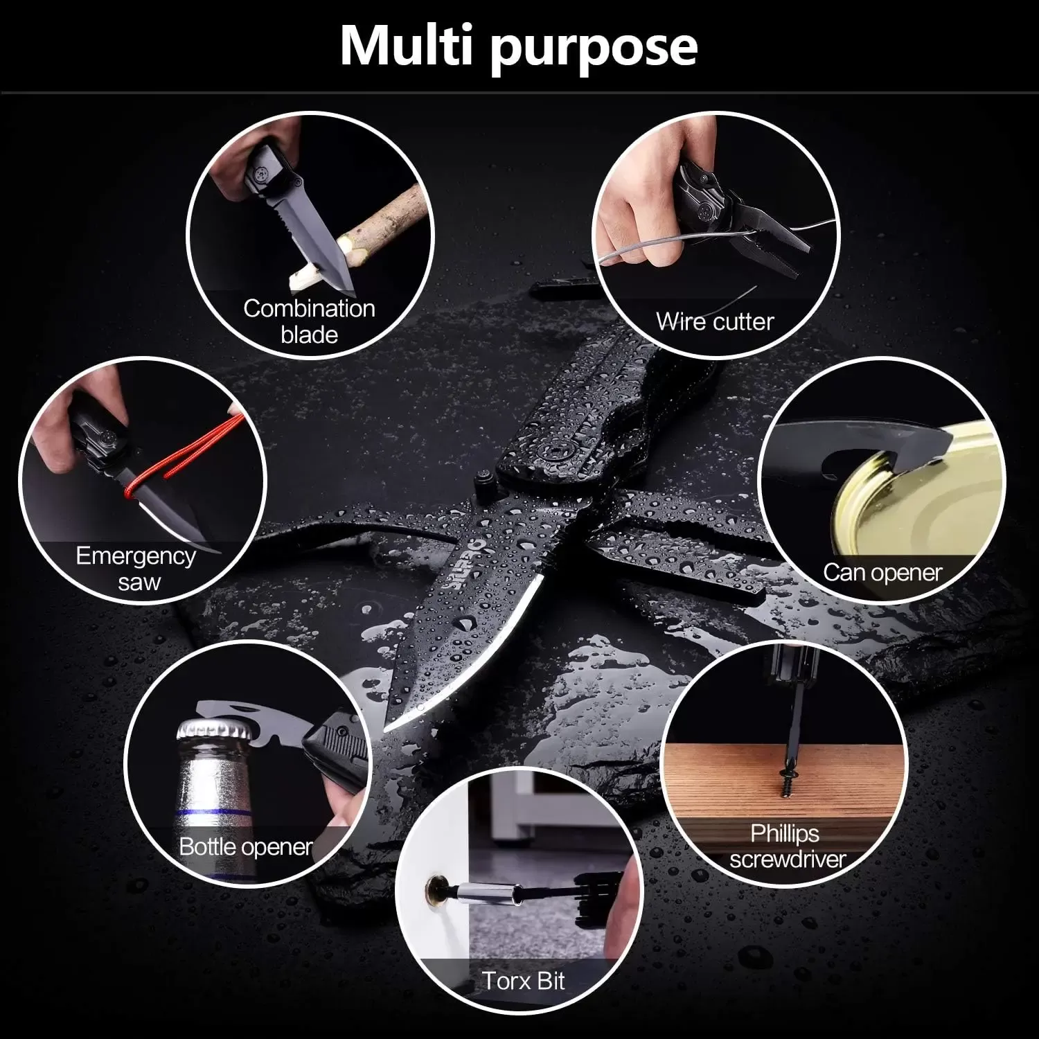 Men's Tactical Multitool Pocket Knife with Plier Set for Camping Survival Hiking Gear Screwdriver Kit Gift Idea - תמונה 6