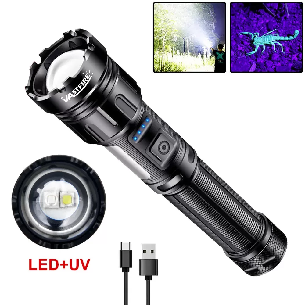 פנס טקטי LED/UV עוצמתי עם זום