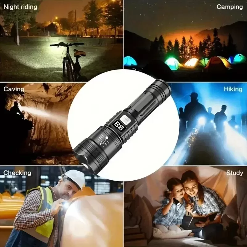 פנס טקטי LED עוצמתי עם זום וטעינה - תמונה 4