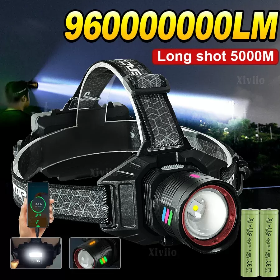 פנס ראש LED עוצמתי 960000000LM נטען